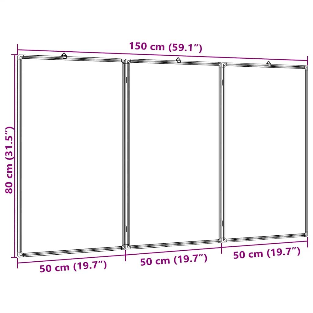 Magnetic Whiteboard Foldable 150x80x1.7 cm Aluminium