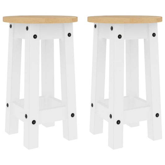 Bar Stools 2 pcs White Solid Wood Pine Bar Stools 2 pcs White Solid Wood Pine