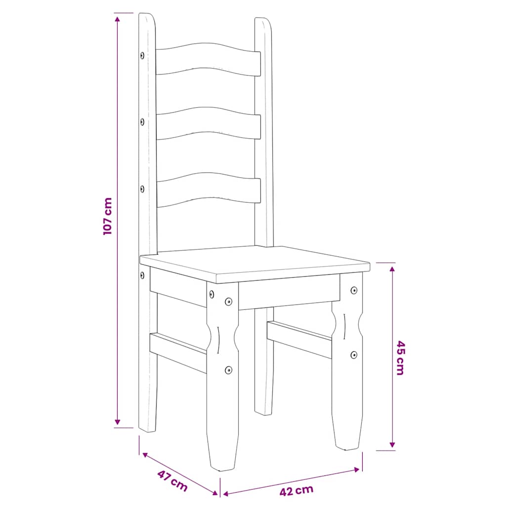 Dining Chairs 2 pcs "Corona" Grey 42x47x107 cm Solid Wood Pine