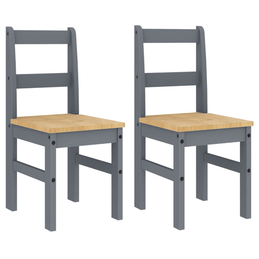 Dining Chairs 2 pcs PANAMA Grey 40x46x90 cm Solid Wood Pine Dining Chairs 2 pcs PANAMA Grey 40x46x90 cm Solid Wood Pine
