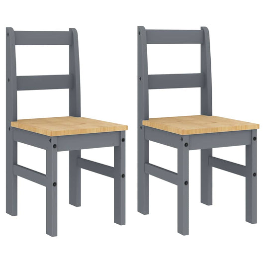 Dining Chairs 2 pcs "PANAMA" Grey 40x46x90 cm Solid Wood Pine Dining Chairs 2 pcs "PANAMA" Grey 40x46x90 cm Solid Wood Pine