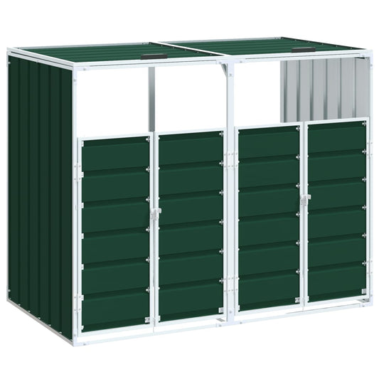 Wheelie Bin Storage for Double Bins Green 144x81x113 cm Steel Wheelie Bin Storage for Double Bins Green 144x81x113 cm Steel