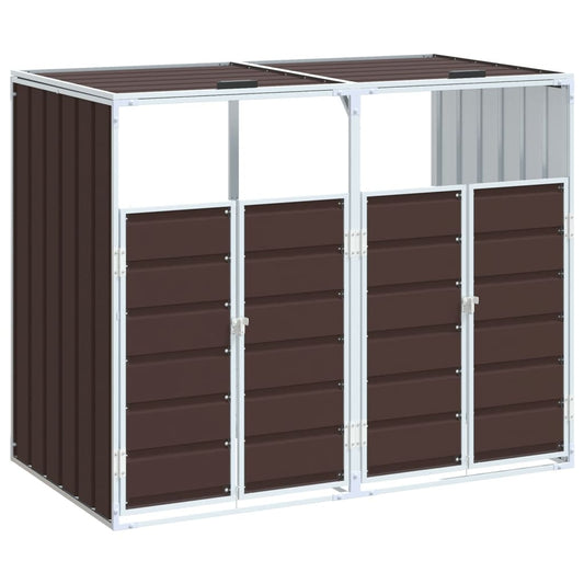 Wheelie Bin Storage for Double Bins Brown 144x81x113 cm Steel Wheelie Bin Storage for Double Bins Brown 144x81x113 cm Steel
