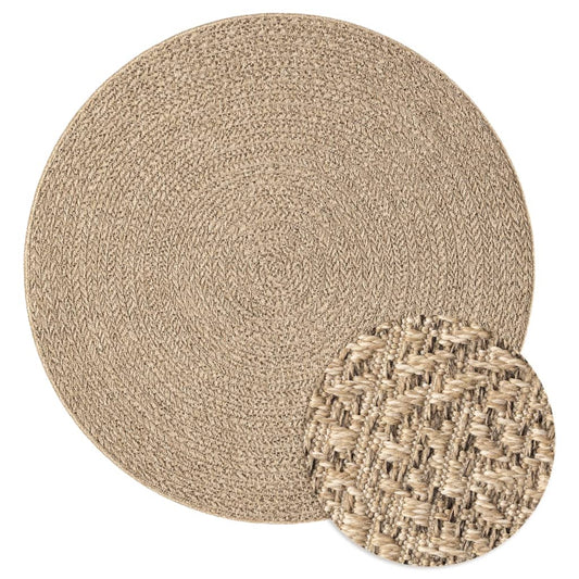 Rug ZIZUR Ø 200 cm Jute Look Indoor and Outdoor Rug ZIZUR Ø 200 cm Jute Look Indoor and Outdoor