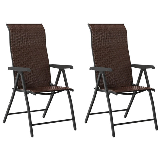 Folding Chairs 2 pcs Brown Poly Rattan Folding Chairs 2 pcs Brown Poly Rattan