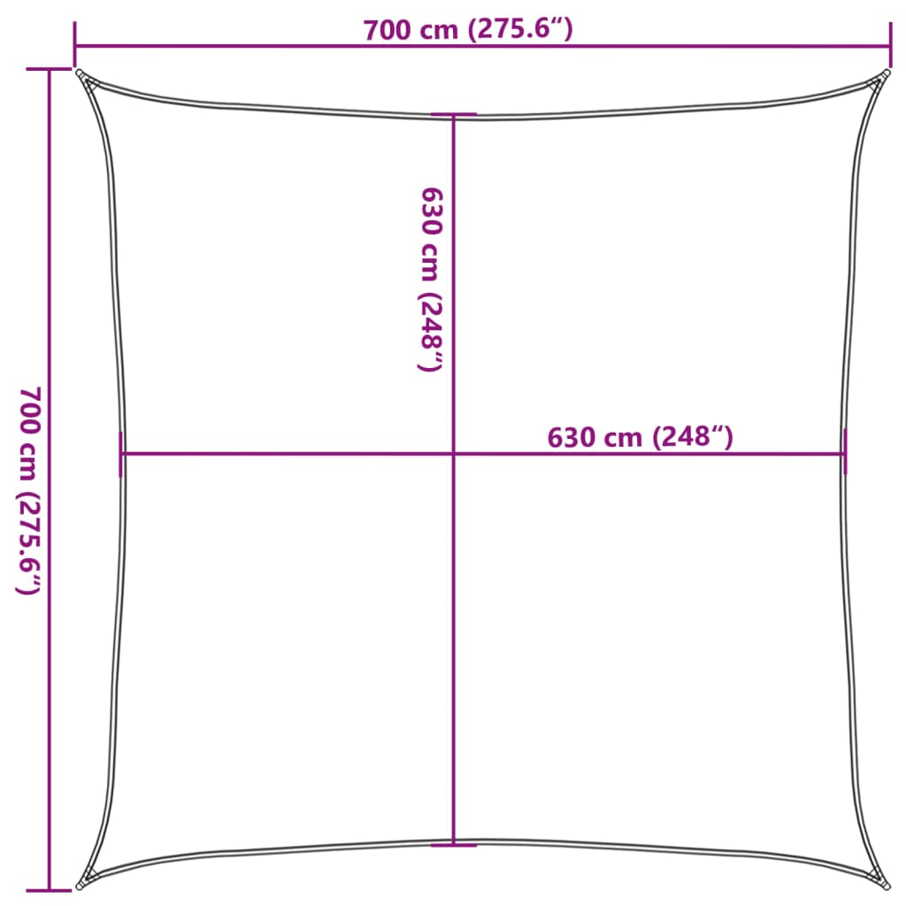 Sunshade Sail 160 g/m² Square Light Grey 7x7 m HDPE