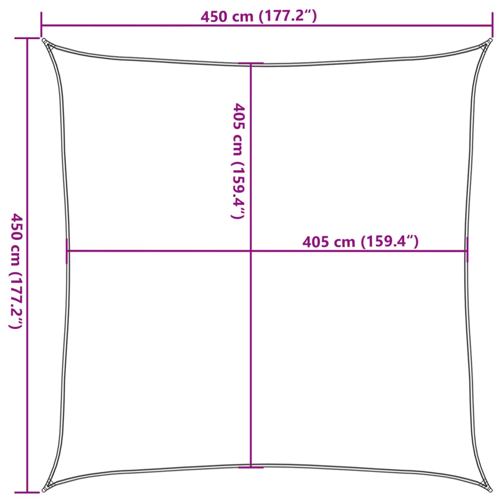 Sunshade Sail 160 g/m² Square Sand 4.5x4.5 m HDPE