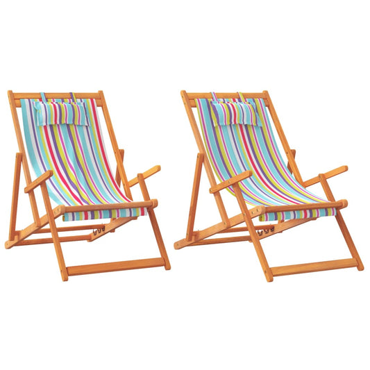 Folding Beach Chairs 2 pcs Multicolour Fabric Folding Beach Chairs 2 pcs Multicolour Fabric