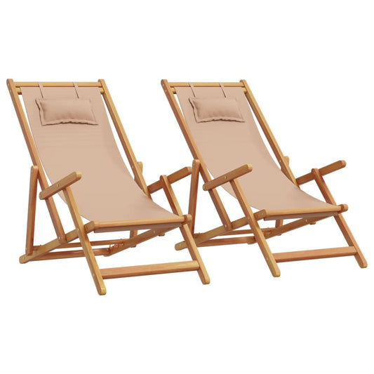 Folding Chairs 2 pcs Taupe Fabric and Solid Wood Folding Chairs 2 pcs Taupe Fabric and Solid Wood