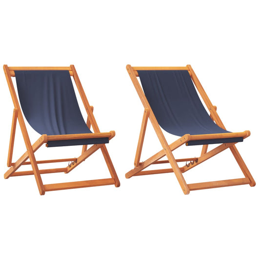 Folding Beach Chairs 2 pcs Blue Fabric Folding Beach Chairs 2 pcs Blue Fabric