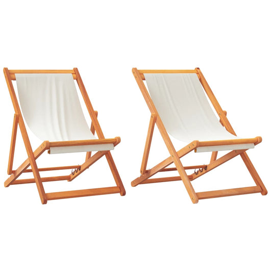 Folding Chairs 2 pcs Cream White Fabric Folding Chairs 2 pcs Cream White Fabric