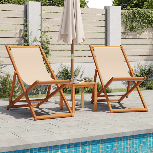 Folding Chairs 2 pcs Beige Fabric and Solid Wood Folding Chairs 2 pcs Beige Fabric and Solid Wood
