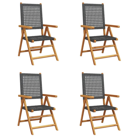 Reclining Garden Chairs 4 pcs Black Poly Rattan and Solid Wood Reclining Garden Chairs 4 pcs Black Poly Rattan and Solid Wood
