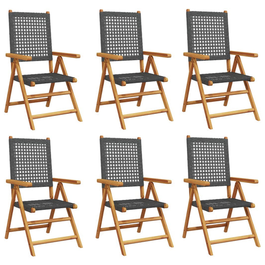Reclining Garden Chairs 6 pcs Black Poly Rattan and Solid Wood Reclining Garden Chairs 6 pcs Black Poly Rattan and Solid Wood