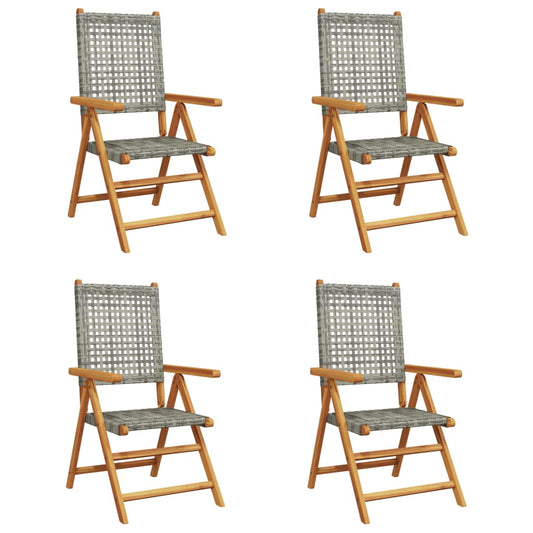 Reclining Garden Chairs 4 pcs Grey Poly Rattan and Solid Wood Reclining Garden Chairs 4 pcs Grey Poly Rattan and Solid Wood