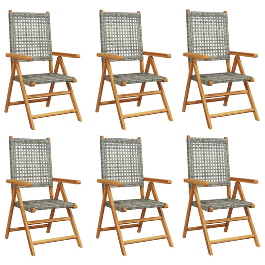 Reclining Garden Chairs 6 pcs Grey Poly Rattan and Solid Wood Reclining Garden Chairs 6 pcs Grey Poly Rattan and Solid Wood