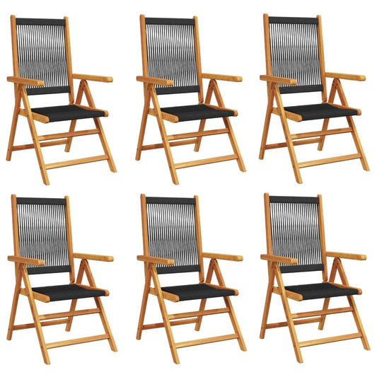 Reclining Garden Chairs 6 pcs Black Solid Wood Acacia Reclining Garden Chairs 6 pcs Black Solid Wood Acacia