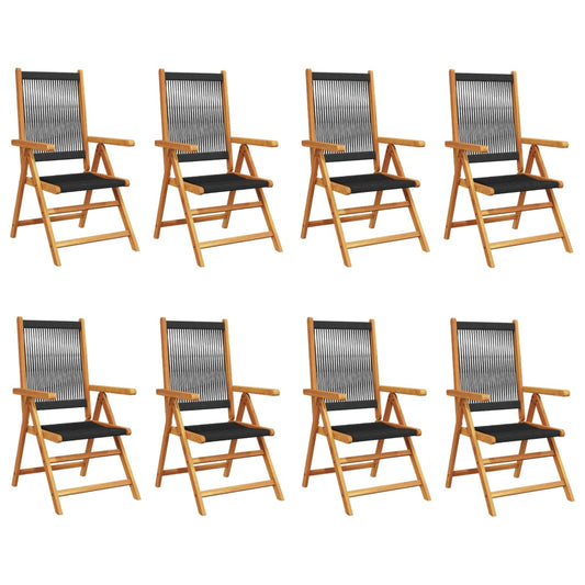 Reclining Garden Chairs 8 pcs Black Solid Wood Acacia Reclining Garden Chairs 8 pcs Black Solid Wood Acacia