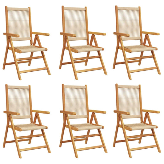 Reclining Garden Chairs 6 pcs Beige Solid Wood Acacia Reclining Garden Chairs 6 pcs Beige Solid Wood Acacia