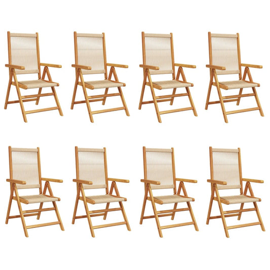 Reclining Garden Chairs 8 pcs Beige Solid Wood Acacia Reclining Garden Chairs 8 pcs Beige Solid Wood Acacia