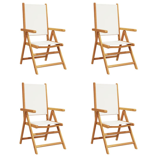 Reclining Garden Chairs 4 pcs Cream White Fabric and Solid Wood Reclining Garden Chairs 4 pcs Cream White Fabric and Solid Wood
