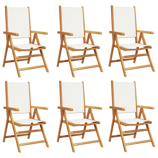 Reclining Garden Chairs 6 pcs Cream White Fabric and Solid Wood Reclining Garden Chairs 6 pcs Cream White Fabric and Solid Wood
