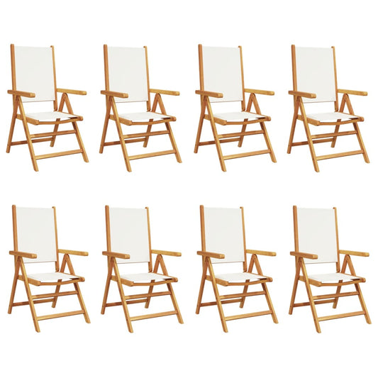 Reclining Garden Chairs 8 pcs Cream White Fabric and Solid Wood Reclining Garden Chairs 8 pcs Cream White Fabric and Solid Wood