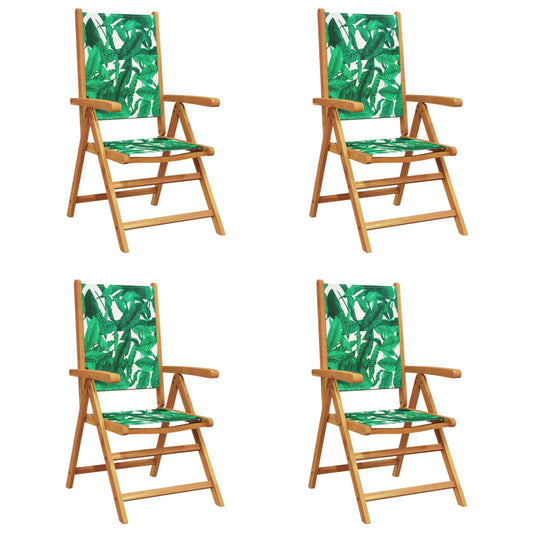 Reclining Garden Chairs 4 pcs Green Fabric and Solid Wood Reclining Garden Chairs 4 pcs Green Fabric and Solid Wood