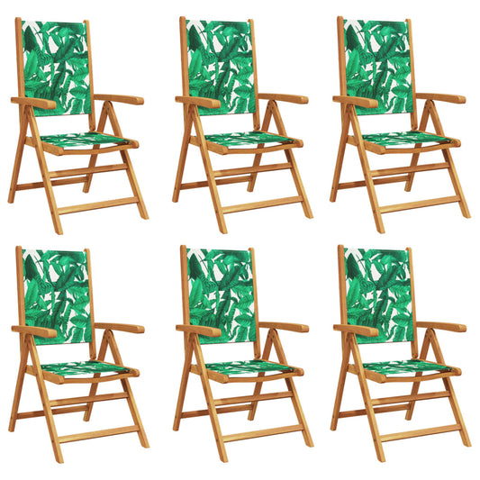 Reclining Garden Chairs 6 pcs Green Fabric and Solid Wood Reclining Garden Chairs 6 pcs Green Fabric and Solid Wood
