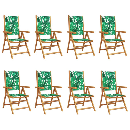 Reclining Garden Chairs 8 pcs Green Fabric and Solid Wood Reclining Garden Chairs 8 pcs Green Fabric and Solid Wood