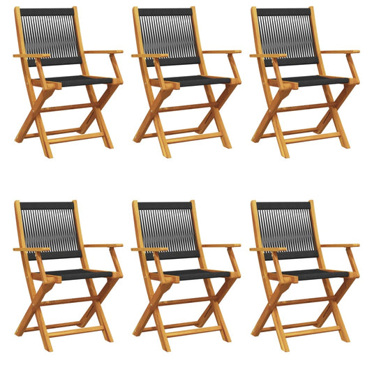 Folding Garden Chairs 6 pcs Black Solid Wood Acacia Folding Garden Chairs 6 pcs Black Solid Wood Acacia