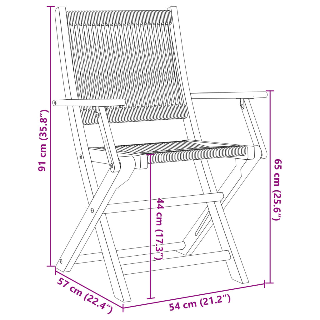 Folding Chairs 6 pcs Black Solid Wood Acacia