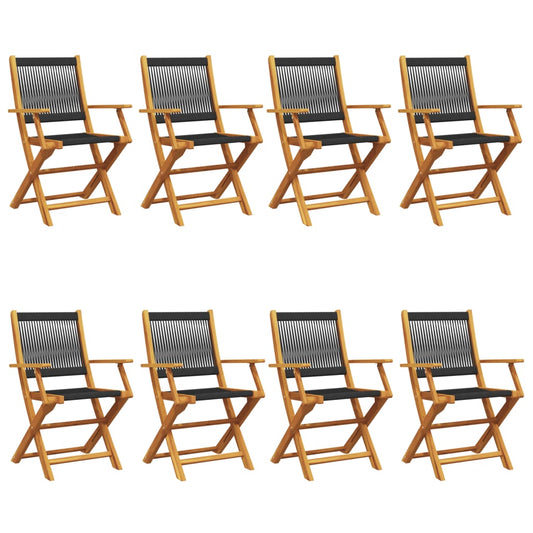 Folding Garden Chairs 8 pcs Black Solid Wood Acacia Folding Garden Chairs 8 pcs Black Solid Wood Acacia