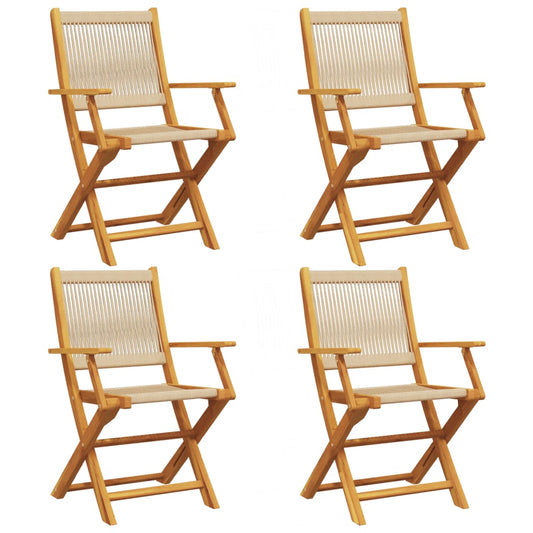 Folding Garden Chairs 4 pcs Beige Solid Wood Acacia Folding Garden Chairs 4 pcs Beige Solid Wood Acacia