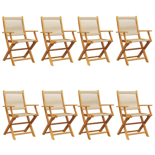 Folding Chairs 8 pcs Beige Solid Wood Acacia Folding Chairs 8 pcs Beige Solid Wood Acacia