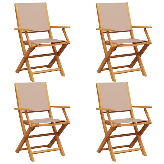 Folding Garden Chairs 4 pcs Taupe Fabric and Solid Wood Folding Garden Chairs 4 pcs Taupe Fabric and Solid Wood