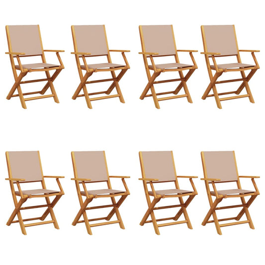 Folding Garden Chairs 8 pcs Taupe Fabric and Solid Wood Folding Garden Chairs 8 pcs Taupe Fabric and Solid Wood