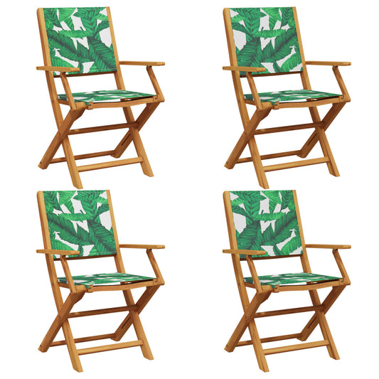 Folding Garden Chairs 4 pcs Green Fabric and Solid Wood Folding Garden Chairs 4 pcs Green Fabric and Solid Wood