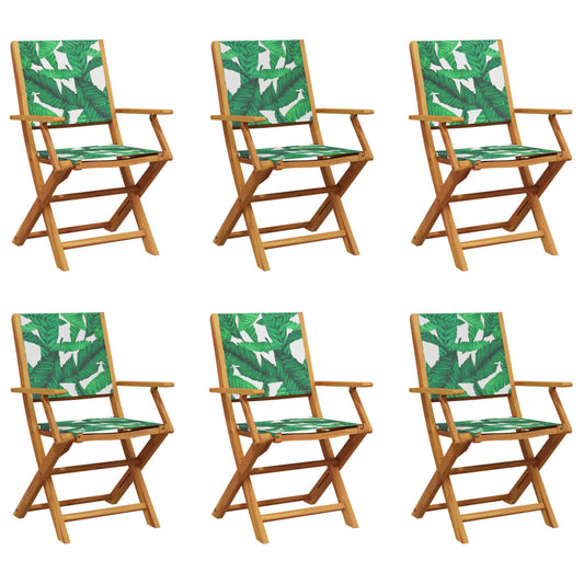 Folding Garden Chairs 6 pcs Green Fabric and Solid Wood Folding Garden Chairs 6 pcs Green Fabric and Solid Wood