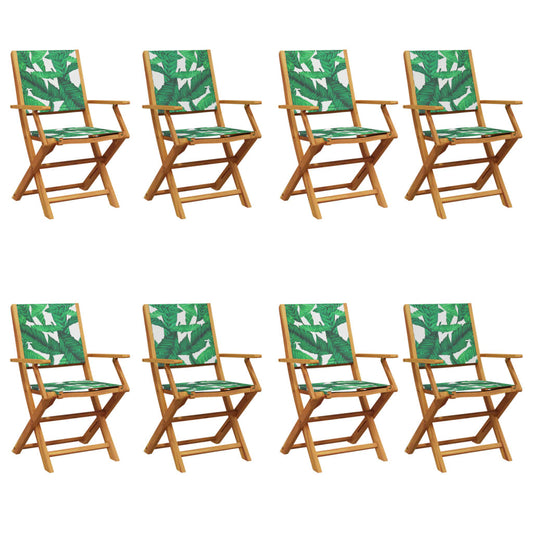 Folding Garden Chairs 8 pcs Green Fabric and Solid Wood Folding Garden Chairs 8 pcs Green Fabric and Solid Wood