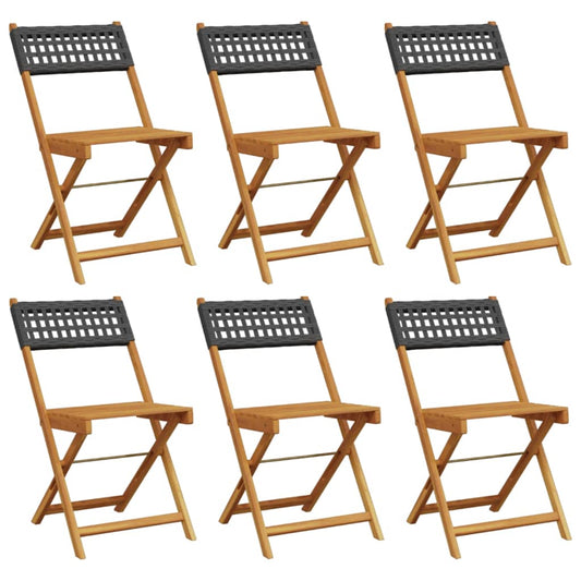 Folding Chairs 6 pcs Black Poly Rattan and Solid Wood Folding Chairs 6 pcs Black Poly Rattan and Solid Wood