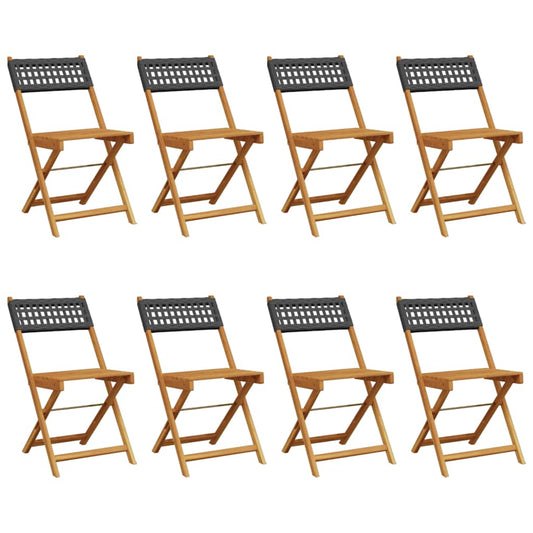 Folding Chairs 8 pcs Black Poly Rattan and Solid Wood Folding Chairs 8 pcs Black Poly Rattan and Solid Wood