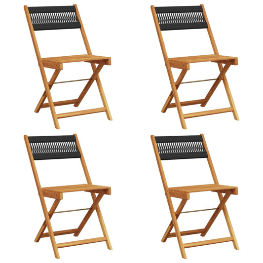 Folding Garden Chairs 4 pcs Black Solid Wood Acacia Folding Garden Chairs 4 pcs Black Solid Wood Acacia