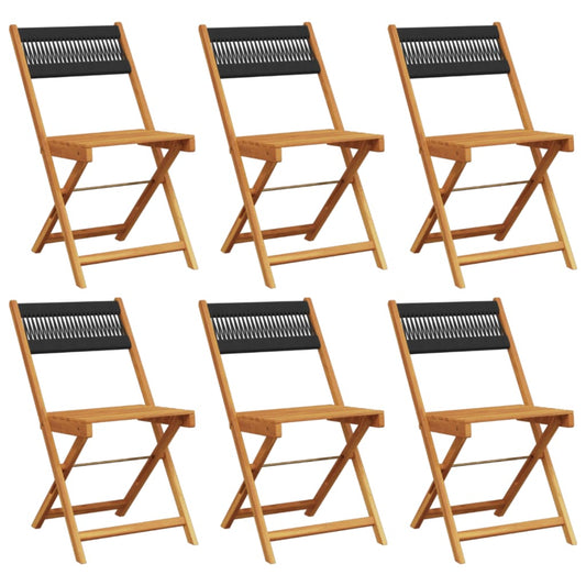 Folding Garden Chairs 6 pcs Black Solid Wood Acacia Folding Garden Chairs 6 pcs Black Solid Wood Acacia