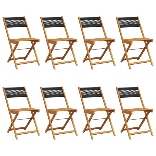 Folding Garden Chairs 8 pcs Black Solid Wood Acacia Folding Garden Chairs 8 pcs Black Solid Wood Acacia