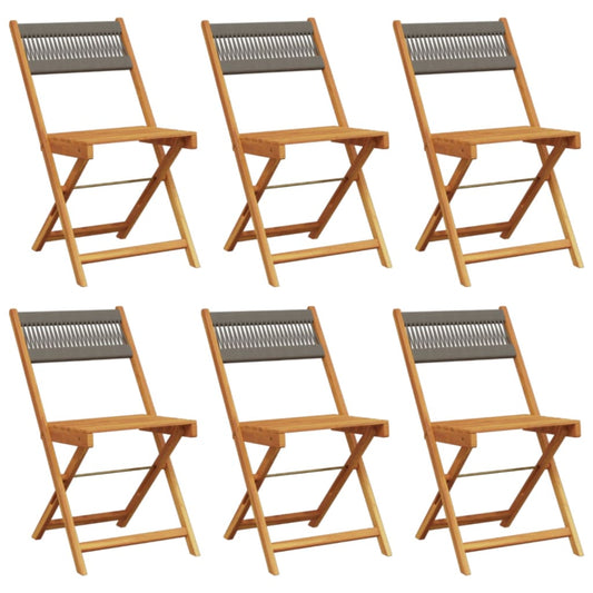 Folding Garden Chairs 6 pcs Grey Solid Wood Acacia Folding Garden Chairs 6 pcs Grey Solid Wood Acacia
