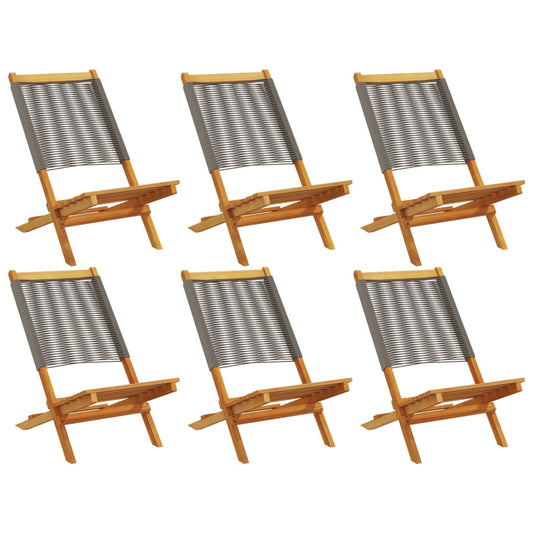Folding Garden Chairs 6 pcs Grey Solid Wood Acacia Folding Garden Chairs 6 pcs Grey Solid Wood Acacia