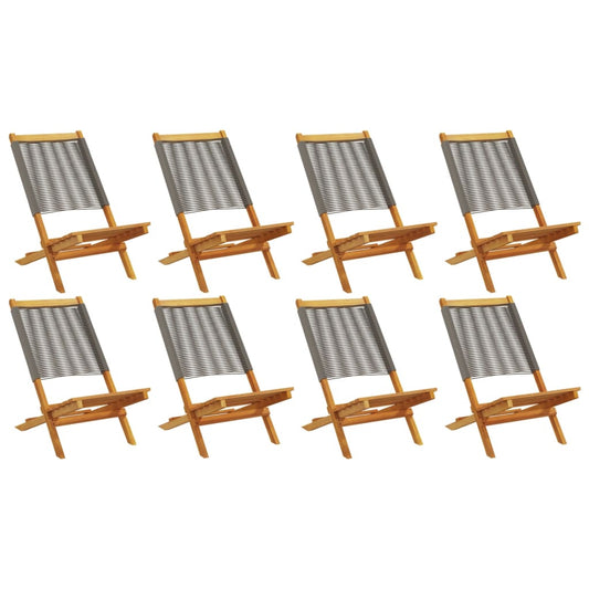 Folding Garden Chairs 8 pcs Grey Solid Wood Acacia Folding Garden Chairs 8 pcs Grey Solid Wood Acacia