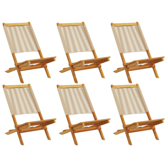 Folding Garden Chairs 6 pcs Beige Solid Wood Acacia Folding Garden Chairs 6 pcs Beige Solid Wood Acacia