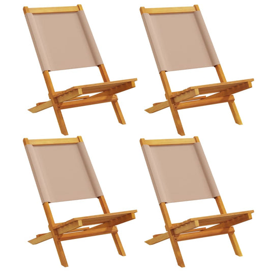 Folding Garden Chairs 4 pcs Taupe Fabric and Solid Wood Folding Garden Chairs 4 pcs Taupe Fabric and Solid Wood